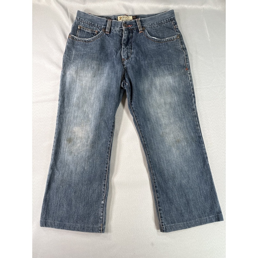 MICROS M2BX 385 Jeans 34x30 Blue 100% Cotton Straight Leg Classic Zip Fly